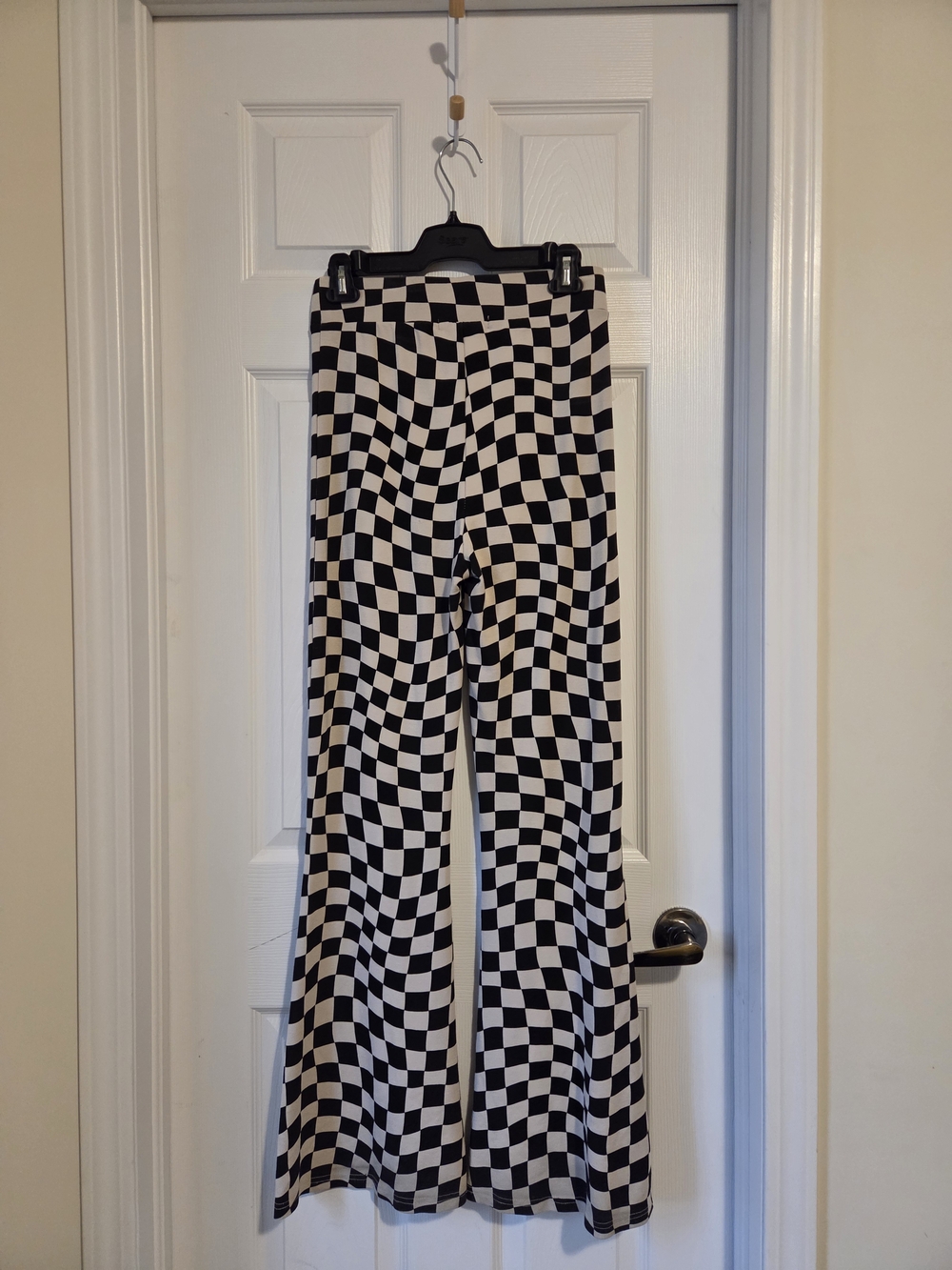 Harlow Checkerboard Flare Pants - Black & Cream - Picture 4 of 6
